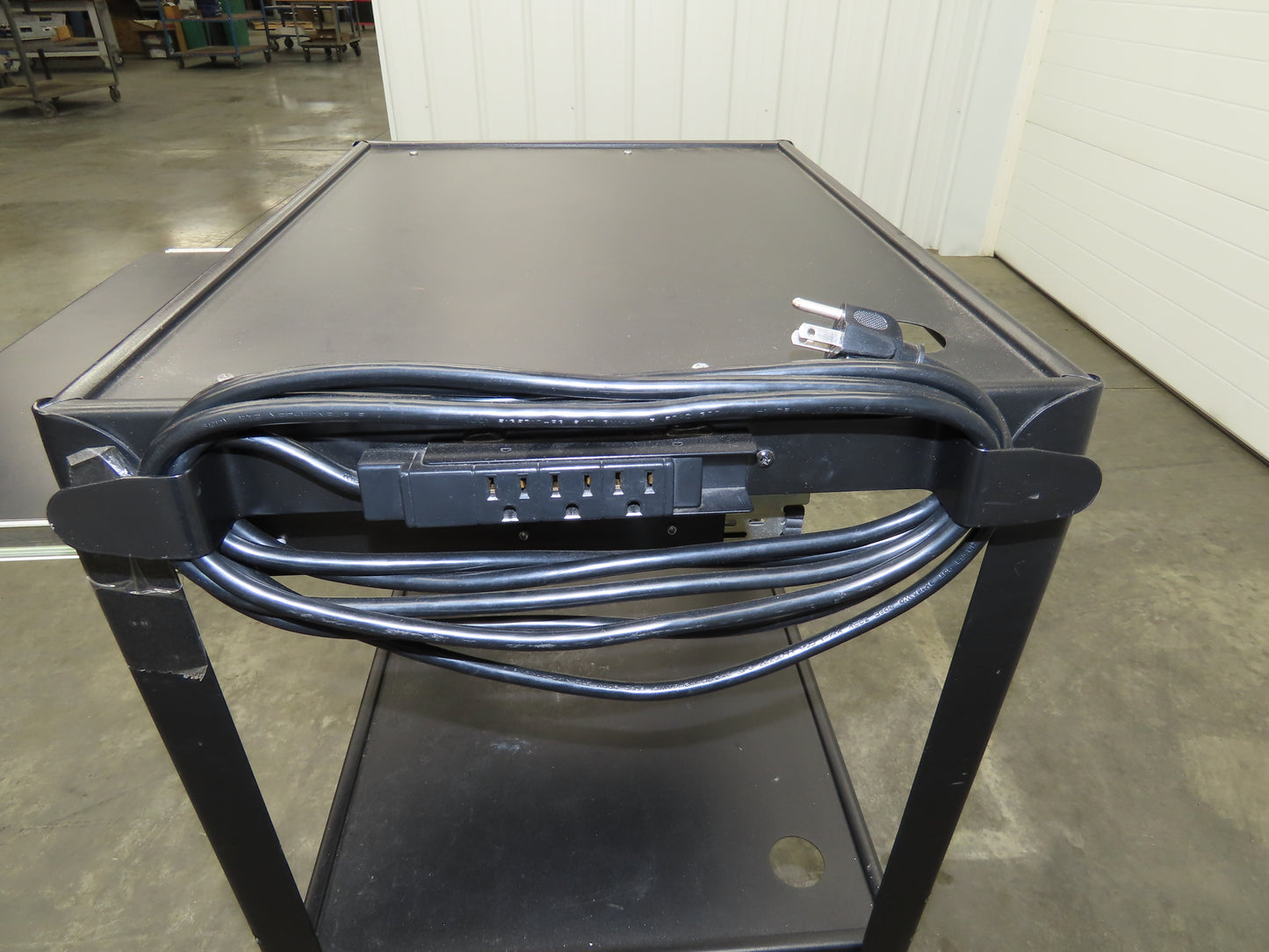 Uline H4607 Mobile Workstation Computer Cart w/Power Strip 26x20"x 29-42"H Black