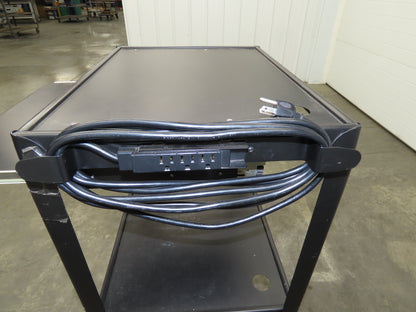 Uline H4607 Mobile Workstation Computer Cart w/Power Strip 26x20"x 29-42"H Black