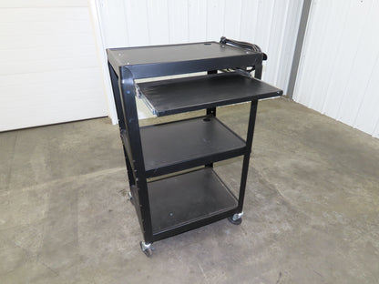 Uline H4607 Mobile Workstation Computer Cart w/Power Strip 26x20"x 29-42"H Black