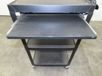 Uline H4607 Mobile Workstation Computer Cart w/Power Strip 26x20"x 29-42"H Black