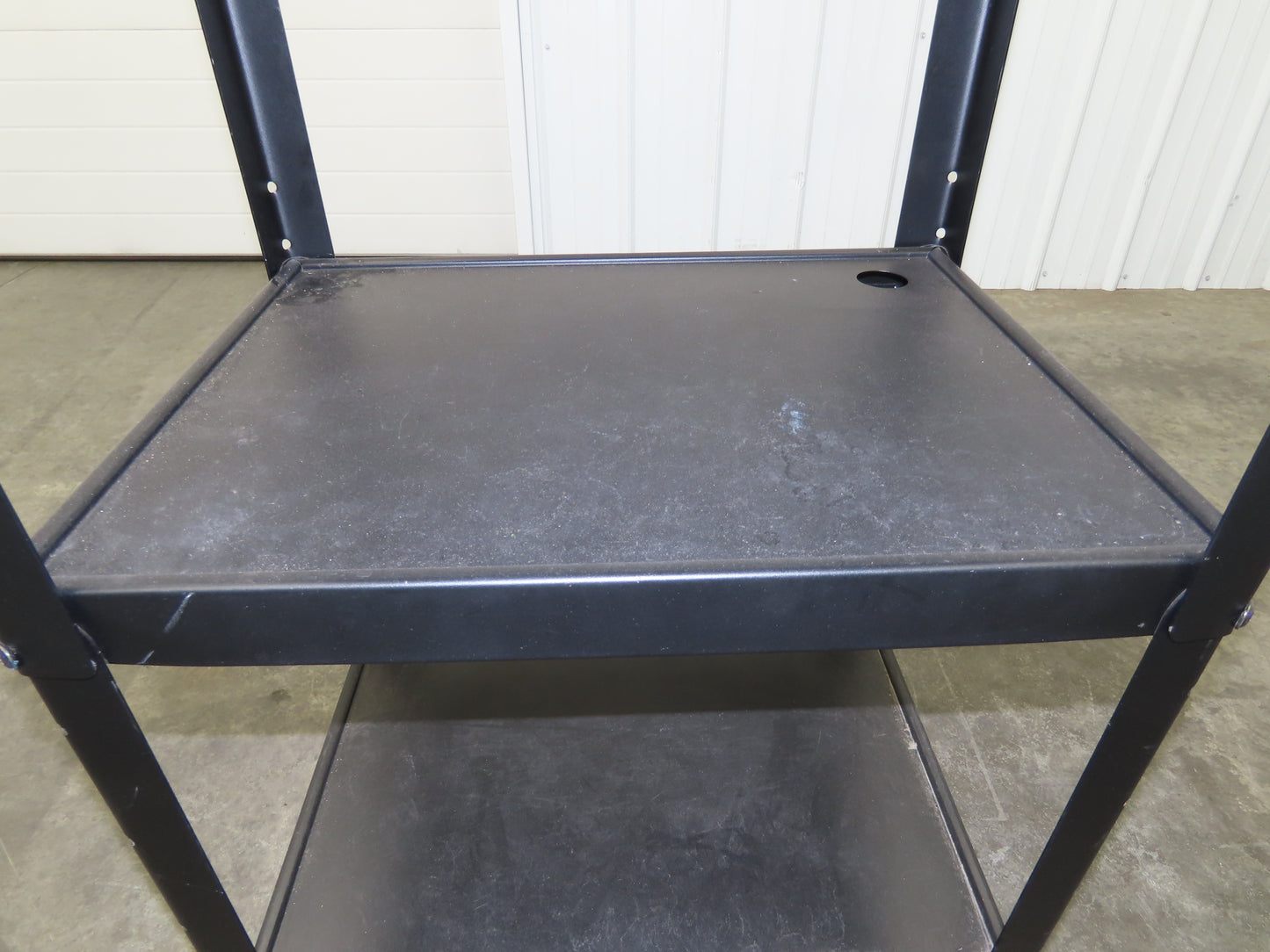 Uline H4607 Mobile Workstation Computer Cart w/Power Strip 26x20"x 29-42"H Black