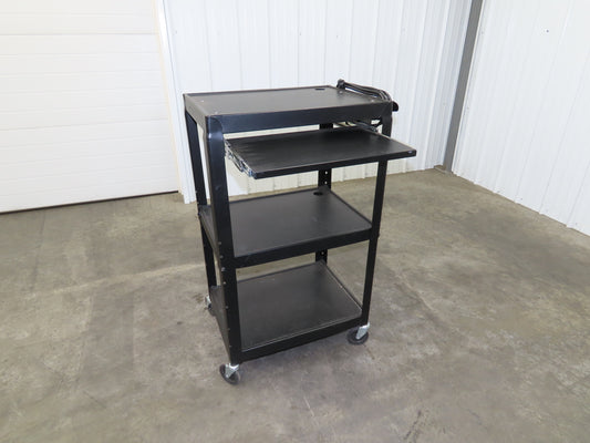 Uline H4607 Mobile Workstation Computer Cart w/Power Strip 26x20"x 29-42"H Black