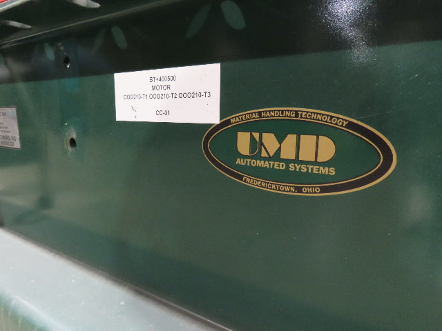 UMD 8' 8"x 15' MatTop Plastic Roller Belt Conveyor 98"BF 3PH Belt Drive 112FPM