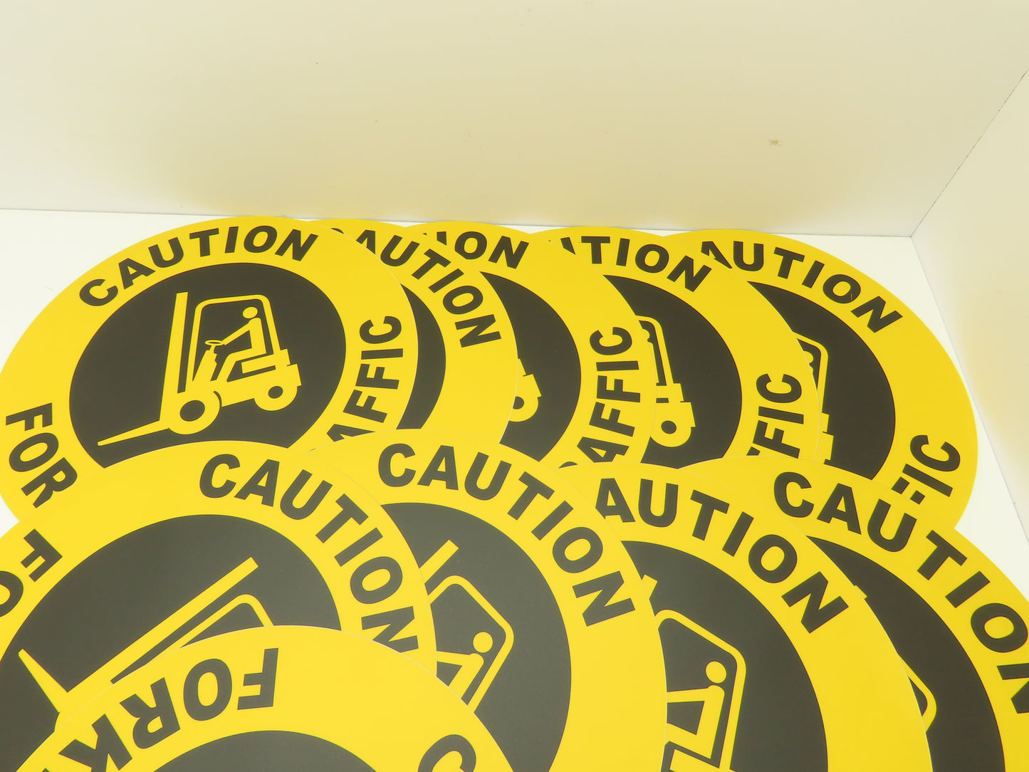 Stranco Adhesive Anit-Slip Floor Sign Caution Forklift Traffic 17" Lot Of 10