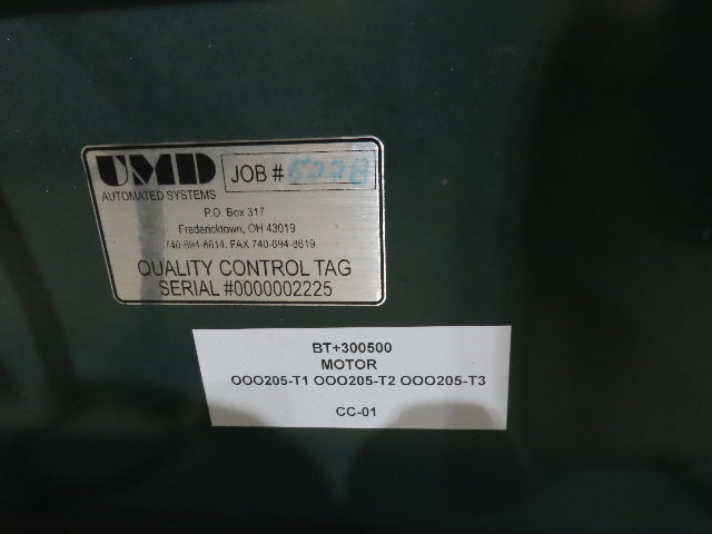 UMD 8' 8"x 15' MatTop Plastic Roller Belt Conveyor 98"BF 3PH Belt Drive 112FPM