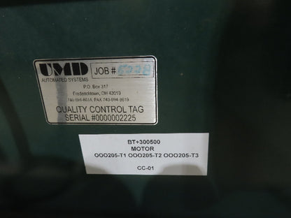 UMD 8' 8"x 15' MatTop Plastic Roller Belt Conveyor 98"BF 3PH Belt Drive 112FPM