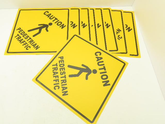 Stranco Adhesive Anit-Slip Floor Sign Caution Pedestrian Traffic 17" Lot Of 9