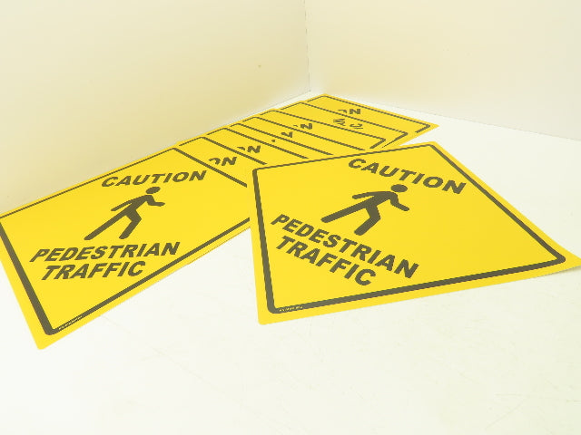 Stranco Adhesive Anit-Slip Floor Sign Caution Pedestrian Traffic 17" Lot Of 9