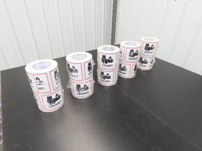 ULINE S-23263 UN-3481 Lithium Battery Handling Labels 4-5/8X5" 10 Rolls 5000ct