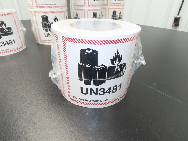 ULINE S-23263 UN-3481 Lithium Battery Handling Labels 4-5/8X5" 10 Rolls 5000ct