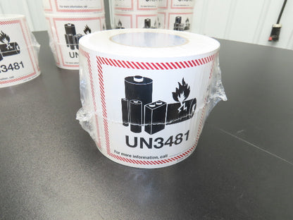 ULINE S-23263 UN-3481 Lithium Battery Handling Labels 4-5/8X5" 10 Rolls 5000ct