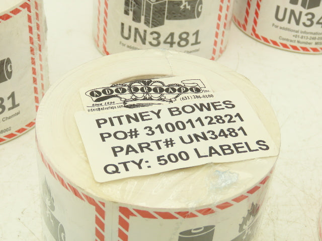 Advertape UN-3481 Lithium Battery Handling Labels 4.5X5" 7 Rolls 3500ct
