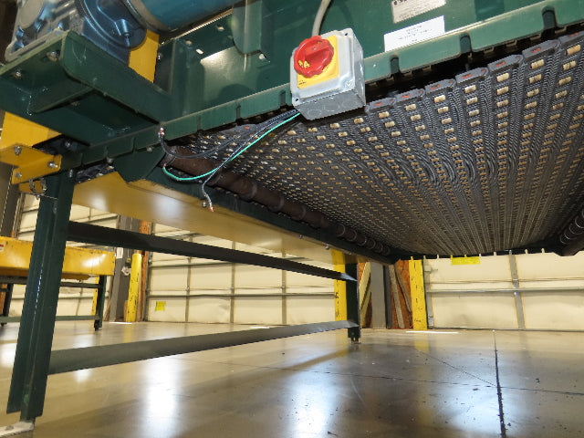 UMD 8' 8"x 15' MatTop Plastic Roller Belt Conveyor 98"BF 3PH Belt Drive 265FPM