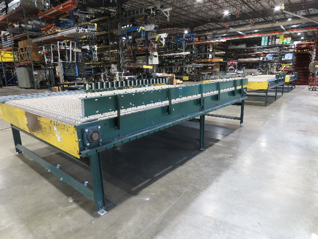UMD 8' 8"x 15' MatTop Plastic Roller Belt Conveyor 98"BF 3PH Belt Drive 265FPM