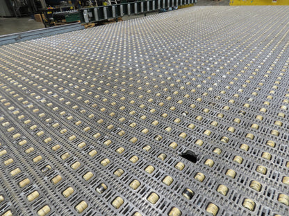 UMD 8' 8"x 15' MatTop Plastic Roller Belt Conveyor 98"BF 3PH Belt Drive 265FPM