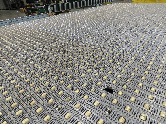 UMD 8' 8"x 15' MatTop Plastic Roller Belt Conveyor 98"BF 3PH Belt Drive 265FPM