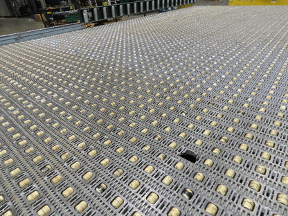 UMD 8' 8"x 15' MatTop Plastic Roller Belt Conveyor 98"BF 3PH Belt Drive 265FPM