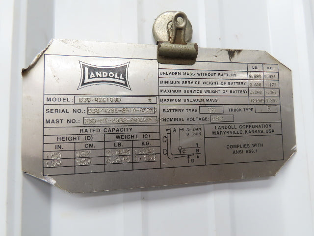 Landoll B30/42E180D Forklift Brake Pedal & Master Cylinder Assembly Cut Cord