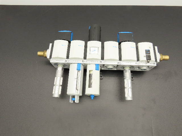 Festo MS6N Air Prep Combo Filter/Separator/Shut-Off Valves Pressure Switch 3/4"