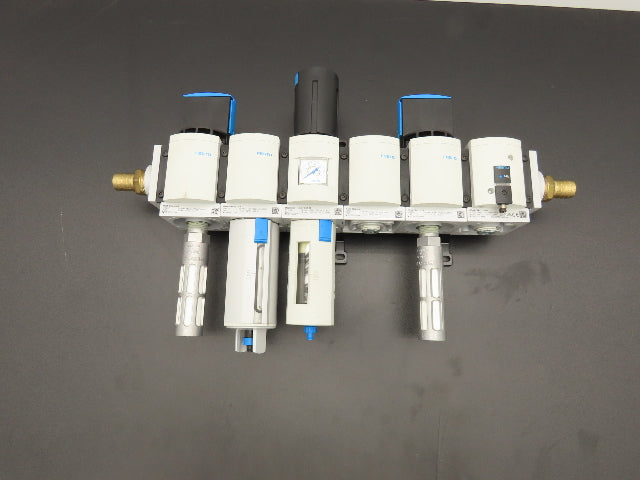 Festo MS6N Air Prep Combo Filter/Separator/Shut-Off Valves Pressure Switch 3/4"