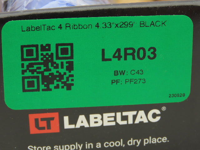 LabelTac L4R03 Black Print Ribbon 4.33x299' Roll, Lot Of 2 Fits LabelTac 4