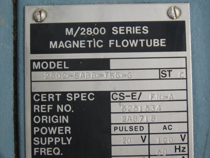 Foxboro 2802-SABB-TSG-G Magnetic Flow Meter 2" Flow Tube 250psi 2800 Series