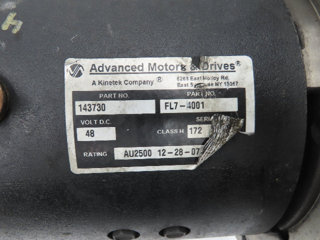 Advanced Motors & Drives FL7-4001 Landoll DC Direct Drive Motor 48V B30/42E180D