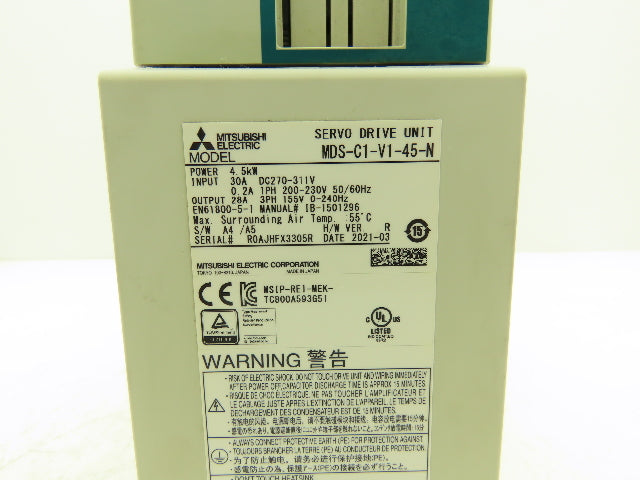Mitsubishi MDS-C1-V1-45-N Servo Drive 4.5kW 200-230V 1Ph In 155V 28A 0-240Hz Out