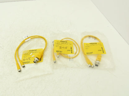 Turck VBRS 4.4-2PKG 3M-0.3/0.3 Cordset Splitter  M12 Male- 2x M8 Female Lot of 3