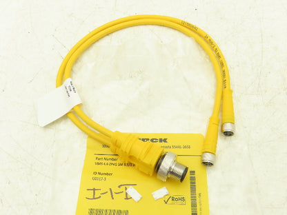 Turck VBRS 4.4-2PKG 3M-0.3/0.3 Cordset Splitter  M12 Male- 2x M8 Female Lot of 3