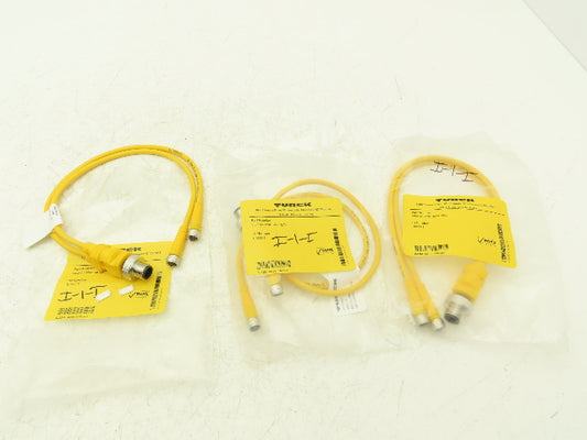 Turck VBRS 4.4-2PKG 3M-0.3/0.3 Cordset Splitter  M12 Male- 2x M8 Female Lot of 3
