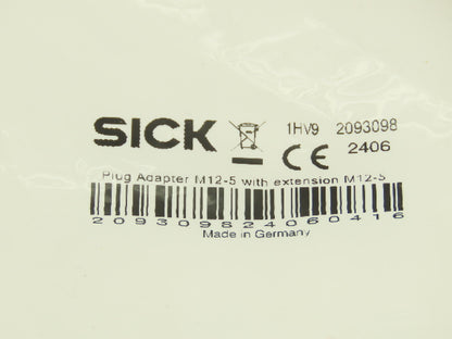 Sick 2093098 System Plug Adapter M12-5 With Extension M12-5 Dip Switch