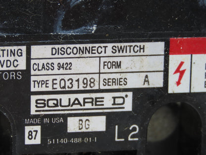 Square D 9422 EQ3198 Fusible Disconnect Switch 30A 3-Pole Flange-Mount w/Handle