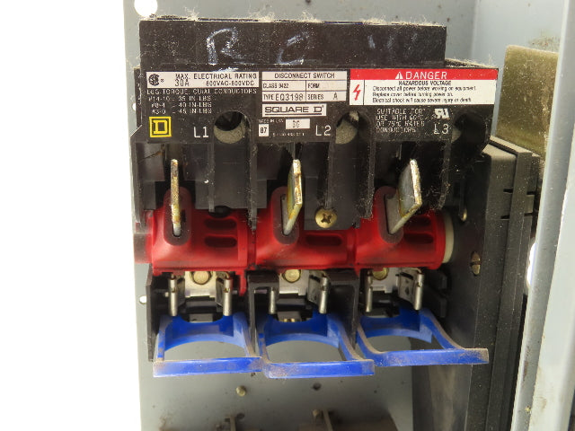 Square D 9422 EQ3198 Fusible Disconnect Switch 30A 3-Pole Flange-Mount w/Handle