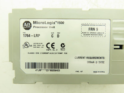 Allen Bradley 1764-LRP MicroLogix 1500 Processor Unit Ser C Rev D FRN 9