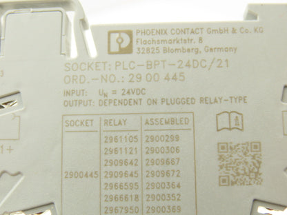 Phoenix Contact 2900445 Power Relay With Base PLC-BPT-24DC/21 6A Lot of 7