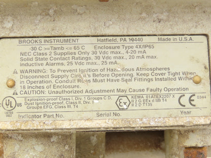 Brooks 3809E1ABBJ3A1AA Stainless Flow Tube Meter 1" Flanged DN25 MT3809