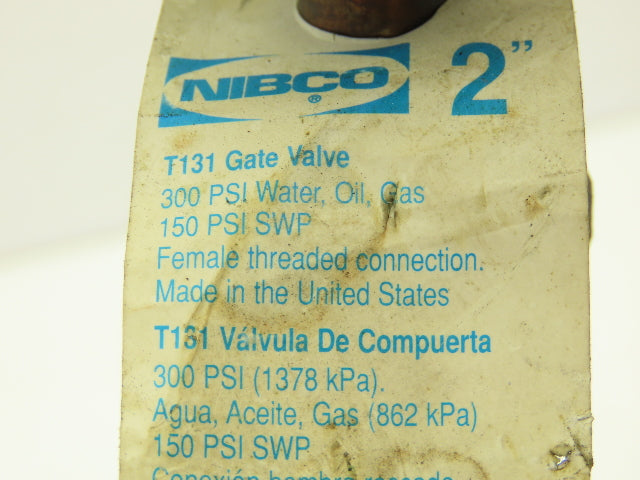 Nibco T-131 Bronze Gate Valve 2"NPT Threaded Rising Stem 300 WOG Lot of 2