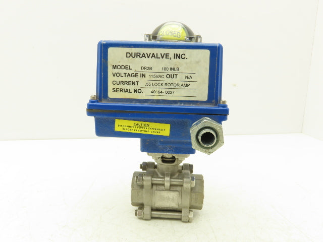 Duravalve EA7004/DM340 Electric Actuator 1"NPT Stainless Ball Valve 115VAC