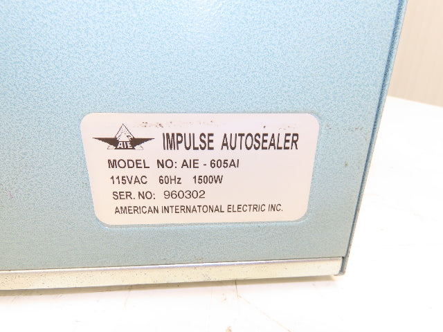 AIE-605A1 24" Foot Pedal Operated Impulse AutoSealer 115VAC 60Hz 1500 Watt *Read