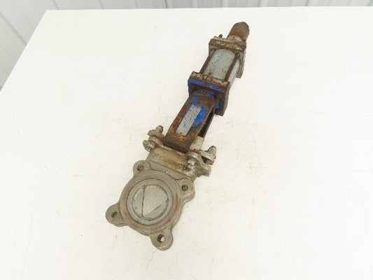 DeZurik 824 3" 304 Stainless Knife Gate Valve V-Port *Air Cylinder Actuated*