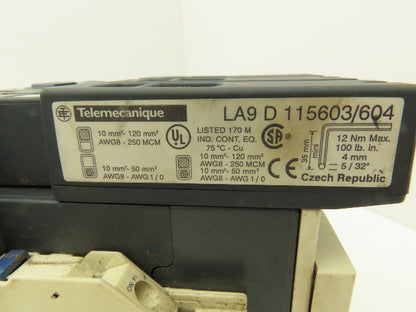 Telemecanique LC1D150 Contactor 250 Amp 3 Lug (1) Terminal Block LA9D Included