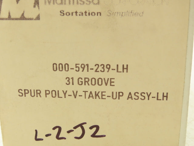 Mantissa 000-591-239-LH Spur Poly-V Take-Up Assembly Left Hand 31 Groove 3 Inch