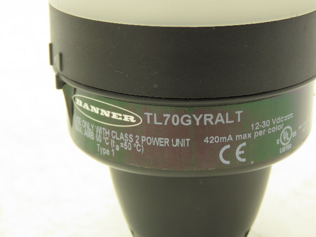 Banner TL70GYRALT TL70 Tower Light 3-Color Loud Audible Indicator 12-30VDC