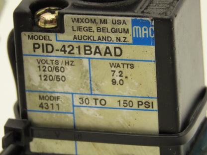 MAC 55B-11-PI-421BAAD Pneumatic Solenoid Valve 1/4"npt 120V PID-421BAAD