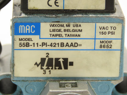 MAC 55B-11-PI-421BAAD Pneumatic Solenoid Valve 1/4"npt 120V PID-421BAAD