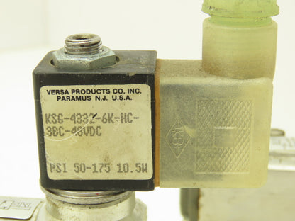 Versa KSG-4332-6K-HC-38C 48VDC Directional Pneumatic Valve 50-175PSI  Lot Of 2