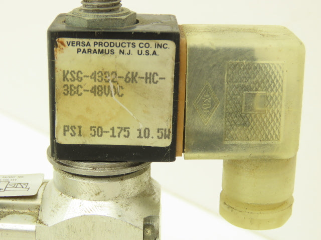 Versa KSG-4332-6K-HC-38C 48VDC Directional Pneumatic Valve 50-175PSI  Lot Of 2