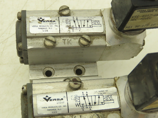 Versa KSG-4332-6K-HC-38C 48VDC Directional Pneumatic Valve 50-175PSI  Lot Of 2