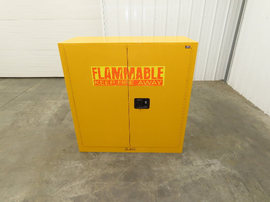 Edsal SC300F-P Yellow Flammable Safety Cabinet Dual Door 30 Gallon Liquid